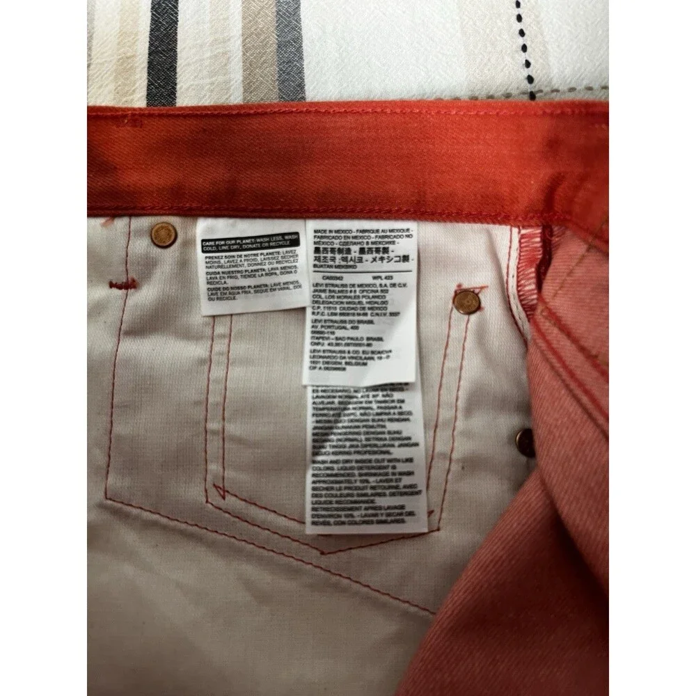 Levi’s 501 Shrink-to-Fit Jeans Unwashed Denim Orange/ Red W38 L32 NWOT
